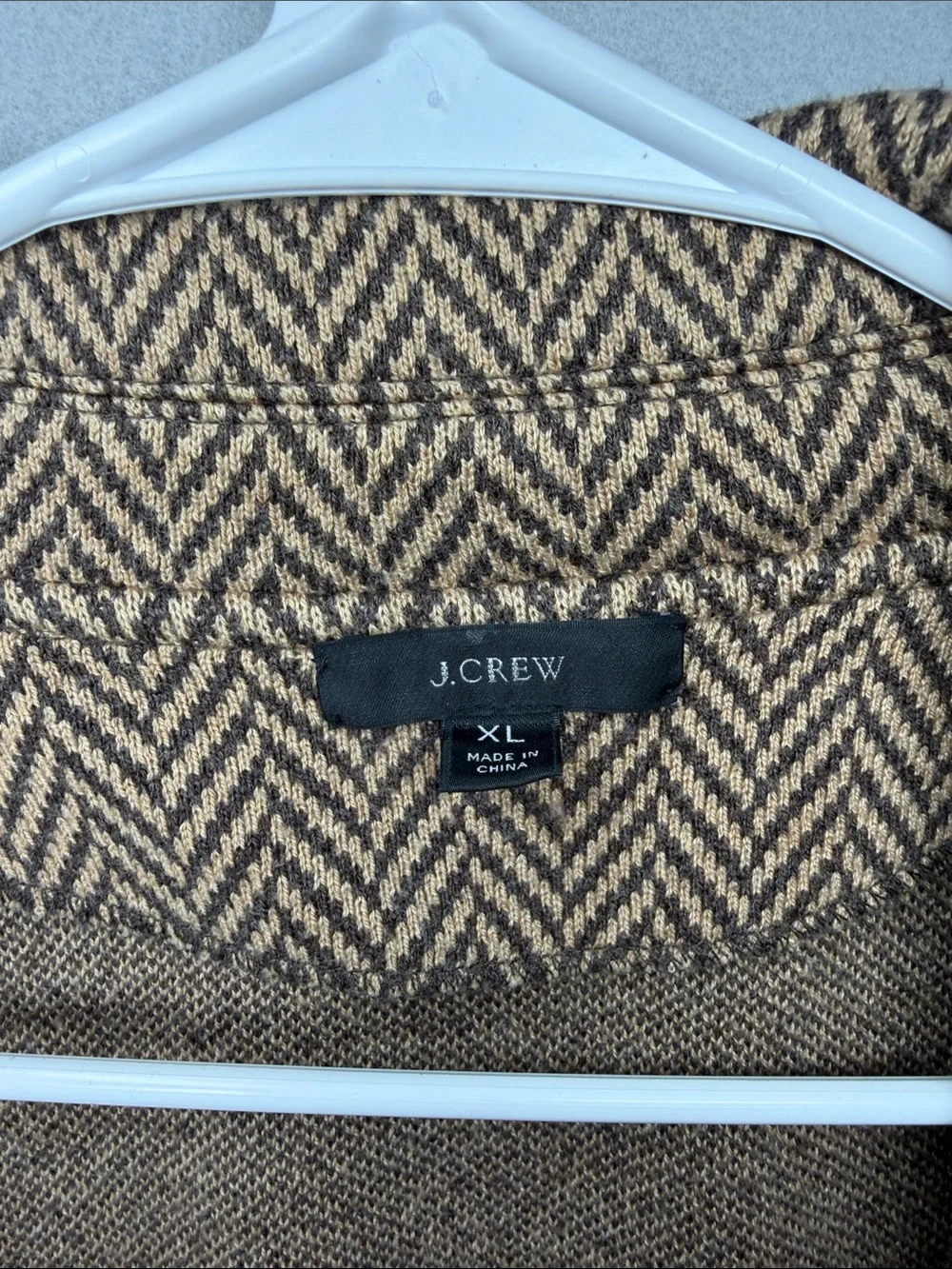 J. Crew Brown and Tan Chevron Knit Sweater cotton wool blend